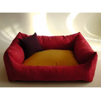 Pelíšek pro psa DELUXE Pelíšek pro psa - bordo / žlutá - medová / švestka