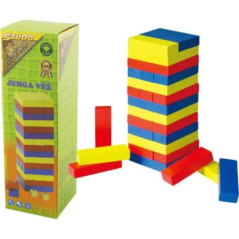 Dřevěná hračka Studo Wood Jenga věž dřevěná barevná