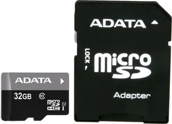 Paměťová karta Adata Premier microSDHC 32 GB Class 10 UHS-I U1 + SD adaptér (AUSDH32GUICL10-RA1)