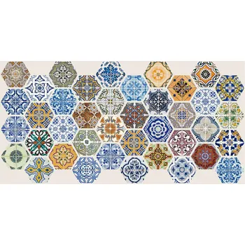 Obklad 3D obkladový omyvatelný panel PVC Fazetovaný šestihran Patchwork (973x492 mm) (Fazetovaný šestihran Patchwork (973x492 mm))
