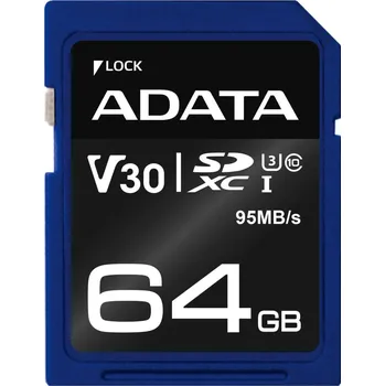 Paměťová karta ADATA Premier Pro SDXC 64 GB Class10 UHS-I U3 V30S (ASDX64GUI3V30S-R)
