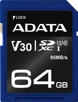 Paměťová karta ADATA Premier Pro SDXC 64 GB Class10 UHS-I U3 V30S (ASDX64GUI3V30S-R)