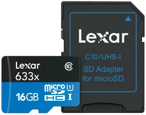 Paměťová karta Lexar microSDHC 16 GB Class 10 UHS-I U1 + SD adaptér (LSDMI16GABEUC10A)