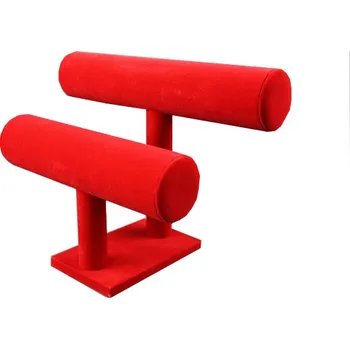 Šperkovnice Stojánek, stojan, dekolt na náramky 2 patrový červený (VAL2)