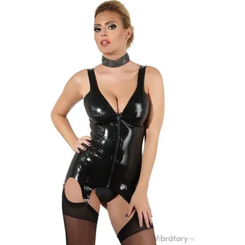 Dámský erotický korzet Latexový top s podvazky a zipem LATE X, XL