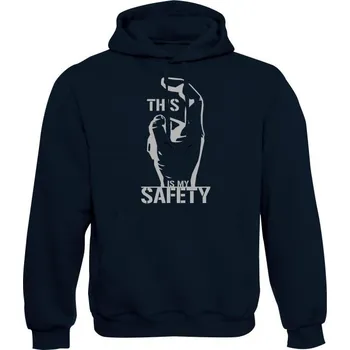 Pánská mikina Mikina s kapucí THIS IS MY SAFETY - námořní modrá