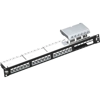 Patch panel AC6PNLF240K2M Stíněný patch panel Cat6A, 24xRJ45 1U, osazený, 4 kazety s 6 porty (termin.LSA IDC), černý