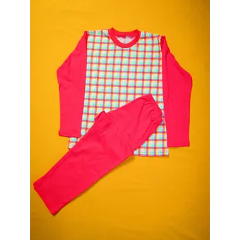 Pletex, ČR Pyžamo dlouhý rukáv kostka Barva: růžová, Velikost: 128