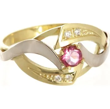 Prsten Zlatý prsten s přírodním safírem a diamanty BP0057 + dárek zdarma