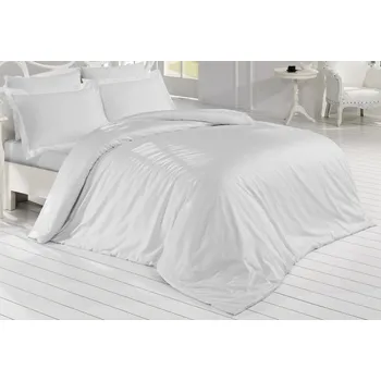 Povlečení Brotex Saténové povlečení světle šedé 240 x 220, 2x 70 x 90 cm zipový uzávěr