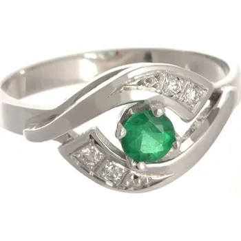 Prsten Prsten z bílého zlata se smaragdem a diamanty BP0058 + dárek zdarma
