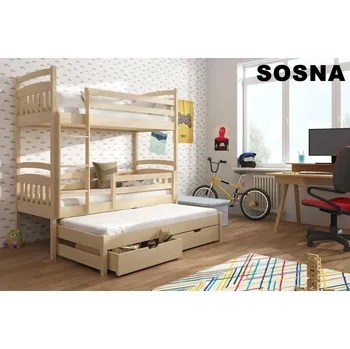 Postel Patrová postel pro 3 osoby ALAN 90x200 cm s přistýlkou a úložným prostorem- více odstínů