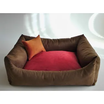 Pelíšek pro psa DELUXE Pelíšek pro psa - tmavě hnědá / bordo / oranžová