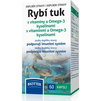 Přírodní produkt Biotter Rybí tuk s vitamíny a Omega-3 kyselinami 60 cps.