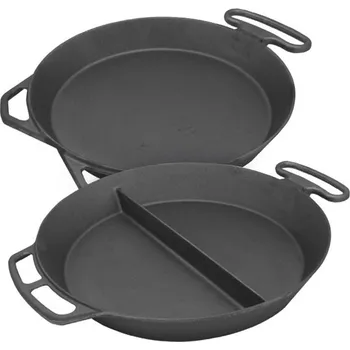 Pánev GTIP Pánev litinová Ø500 mm, V=70 zkosená s madly, nedělená (Kvalitní gastro pánev průměr 50 cm z šedé litiny s madly)