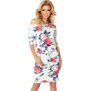 Dámské šaty NUMOCO šaty dámské 13-49 sportovní s červenými květy XXL ecru