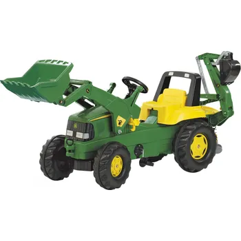 Dětské šlapadlo Rolly Toys John Deere s bagrem a nakladačem zelený