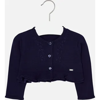MAYORAL dívčí pletené bolero s výšivkami - modré 80 cm
