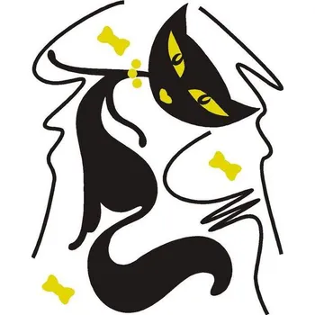 Samolepící dekorace Samolepící dekorace velourová se zlatem AG Design - FL0416 Black cat 2, AGF00416 Kočka 2 (65 x 85 cm)