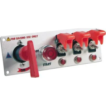 LAMPA Italy Přepínač 5 in 1 s červenou krytkou + signalizace sepnutí, panel hliník