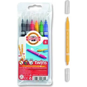 Dětské školní oboustranné fixy Twins sada 6 barev Koh-i-noor 1023