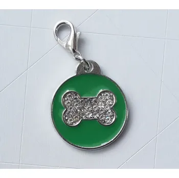 Vojenské psí známky Psí známka kulatá zelená s kostičkou - Psí známka kulatá zelená s kostičkou