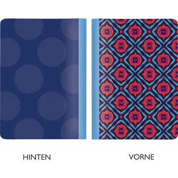 Sešit Notýsek/Zápisník A6 ,,TWO IN ONE"zepředu modro čevený, zezadu puntíky CEDON (Barva - modro červený dlaždice, modré puntíky, kostkovaný)