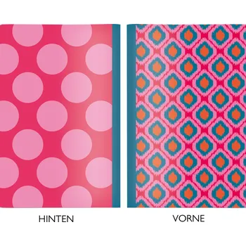 Sešit Sešit/Notes/Blok A5 ,,TWO IN ONE" zepředu růžovo oranžový,zezadu puntíky CEDON (Barva - růžovo oranžovo tyrkysový, růžový puntíky, kostkovaný)