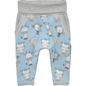 modré kojenecké tepláčky se zvířátky