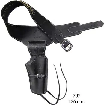 Airsoftová zbraň Westernový opasek s pouzdrem - holster Barva: černá, Délka: 126 cm, Provedení: pro 1 zbraň