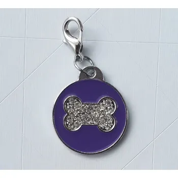 Vojenské psí známky Psí známka kulatá fialová s kostičkou - Psí známka kulatá fialová s kostičkou