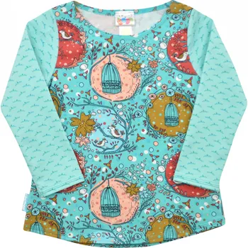 Dívčí oblečení tyrkysové tričko s motivem ptáčků