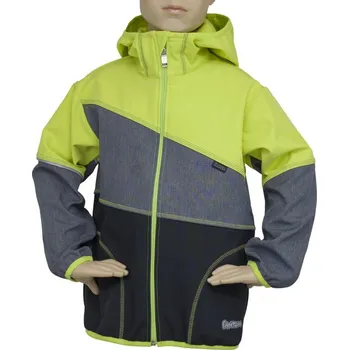 Chlapecká bunda Fantom Softshellová bunda s FLEECEM - neon žlutá-šedý melír-černá KONFEKČNÍ VELIKOST: 98