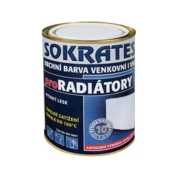 Lak na dřevo Sokrates proRadiátory vodouředitelná vrchní lesklá barva 0,7kg 1000 bílý