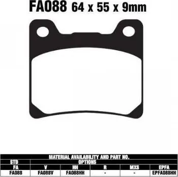 Brzdový komplet EBC FA88 HH sintrované brzdové destičky pro motorku