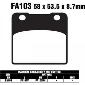 Brzdový komplet EBC FA103 V organické V brzdové destičky pro motorku