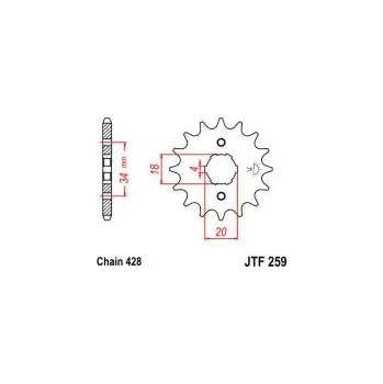Řetězová sada pro motocykl řetězové kolečko 16z 428 YUKI,KYMCO,DAELIM,HONDA