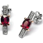 Klenoty Budín Ručně vyrobené náušnice z bílého a červeného zlata s rubíny a diamanty J-28023-1 (J-28023-17 - POŠTOVNÉ ZDARMA!!)