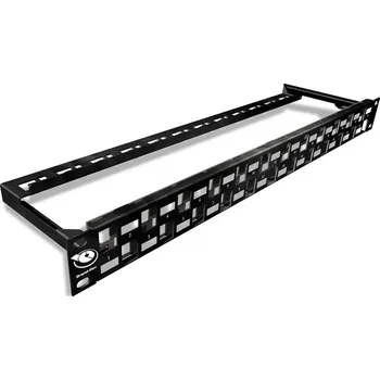 Patch panel MMCPNLX24SIJ2M-B Patch panel 19" Staggered pro 24 modulů Leviton (UTP i STP) zadní hrazda,1U, černý