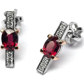Prsten Klenoty Budín Ručně vyrobené náušnice z bílého a červeného zlata s rubíny a diamanty J-28023-1 (J-28023-17 - POŠTOVNÉ ZDARMA!!)