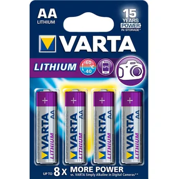 Článková baterie Lithiová baterie Varta Lithium AA 1.5V, 4ks, VARTA-6106/4B