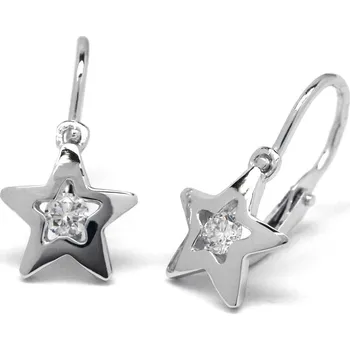 Náušnice Klenoty Budín Dětské náušnice z bílého zlata s diamanty J-28276-17 - hvězdičky (Klenoty Budín Dětské náušnice z bílého zlata s diamanty J-28276-17 - hvězdičky)