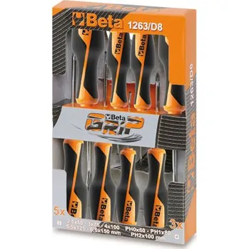 Šroubovák SADA ŠROUBOVÁKŮ PLOCHÝCH A KŘÍŽOVÝCH BETAGRIP-MODEL 1263/D10 10 KS (SADA ŠROUBOVÁKŮ PLOCHÝCH A KŘÍŽOVÝCH BETAGRIP-MODEL 1263/D10 10 KS 1260 3X75-3.5X100-4X125-5.5X150-6.5X150+1260N 4X30+1262 PH0- PH1 - PH2+1262)