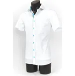 HEDVA ČESKÝ BROKÁT Košile COMBI bílá s tyrkysovým proužkem Velikost: 39