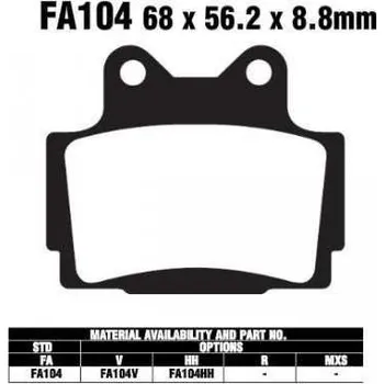 Brzdový komplet EBC FA104 HH sintrované brzdové destičky pro motorku