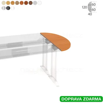 Psací stůl FP 120 Hobis Flex - Stůl přídavný 120 x 40 půlelipsa