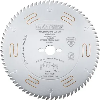 Pilový kotouč CMT Chrome pilový kotouč pro podélné a příčné řezy odhlučněný D250 x 3,2 d30 Z80 HM