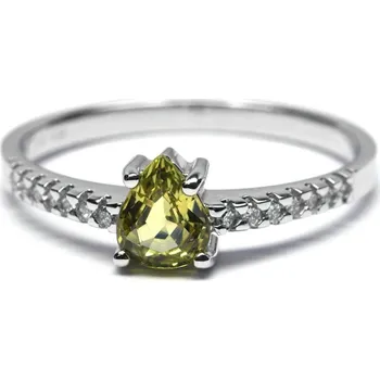 Prsten Klenoty Budín Ručně vyrobený prsten z bílého zlata se žlutým safírem a diamanty J-28043-17 (Klenoty Budín Ručně vyrobený prsten z bílého zlata se žlutým safírem a diamanty J-28043-17)