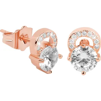 Náušnice Troli Růžově pozlacené náušnice, s čirými krystaly
