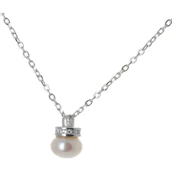 Náhrdelník Dámský stříbrný náhrdelník s perlou 59840F